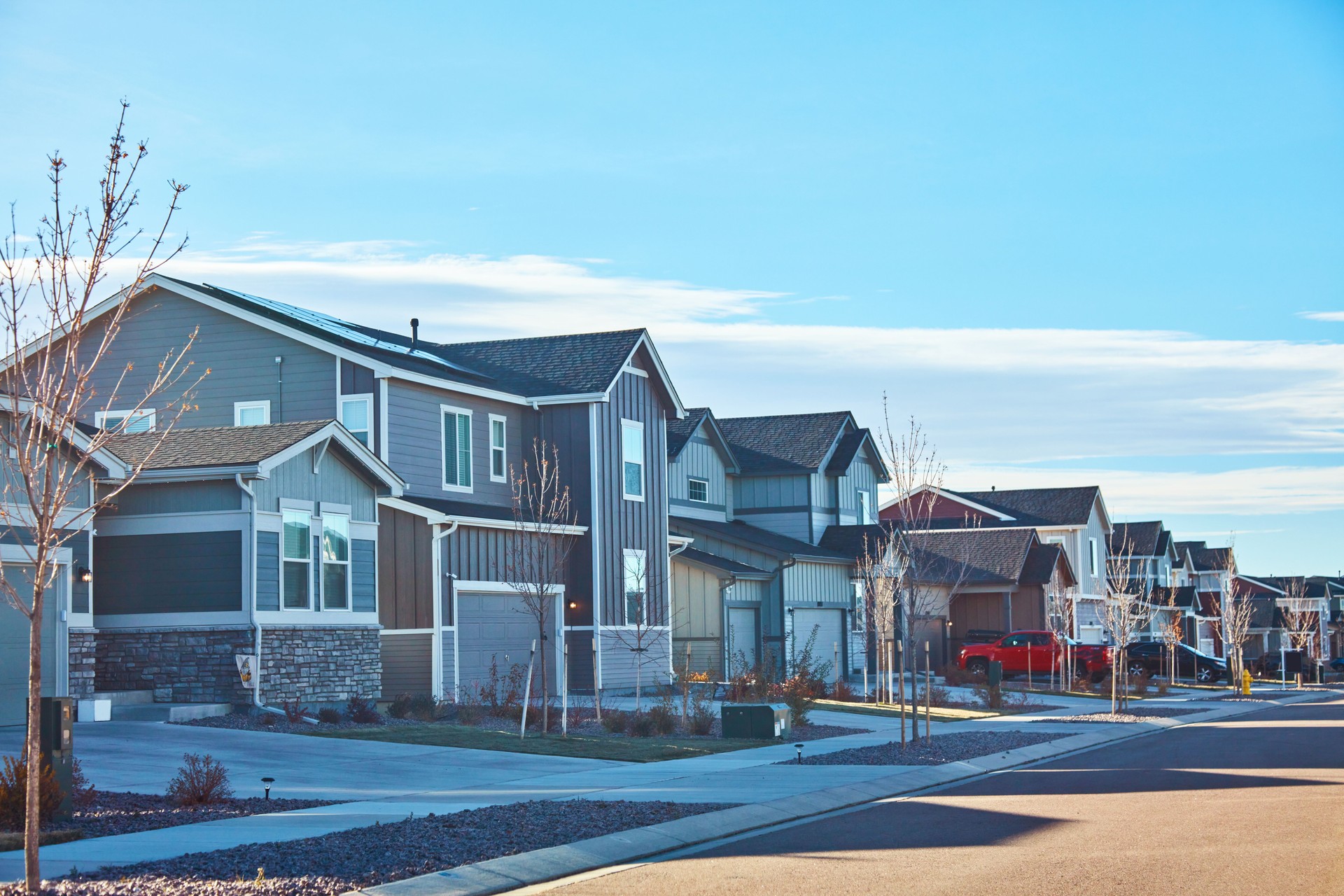 Residential properties in mid-west USA on a warm sunny fall day